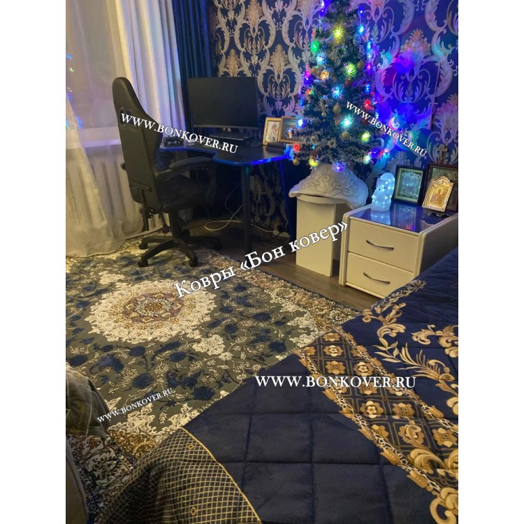 Турецкий Ковер Для Медальон Дизайн 30573 Синий