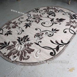 Ковер Лайт Карпет New 2 Дизайн 10 Серый с Сиреневым Овальный